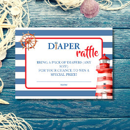 Tarjeta De Recepción Inserción de Raffle de pañal nautical azul caprich