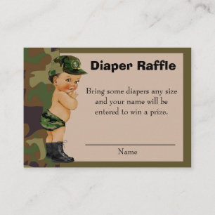 Tarjeta De Recepción Inserción de Raffle del Diaper verde del Ejército
