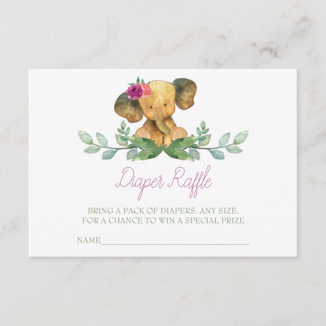 Tarjeta De Recepción Inserción de Raffle Elephant Diaper (Anverso)
