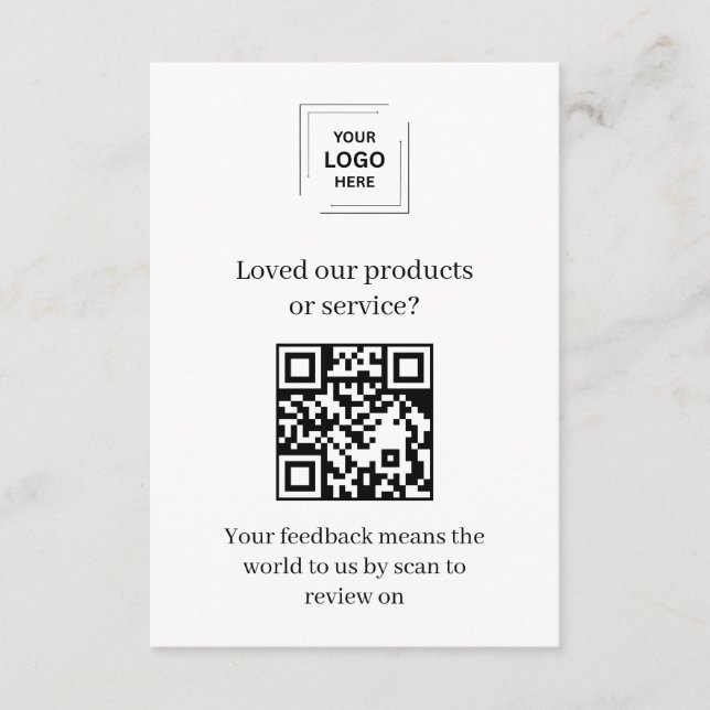 Tarjeta De Recepción Inserción de solicitud de revisión de código QR de (Anverso)