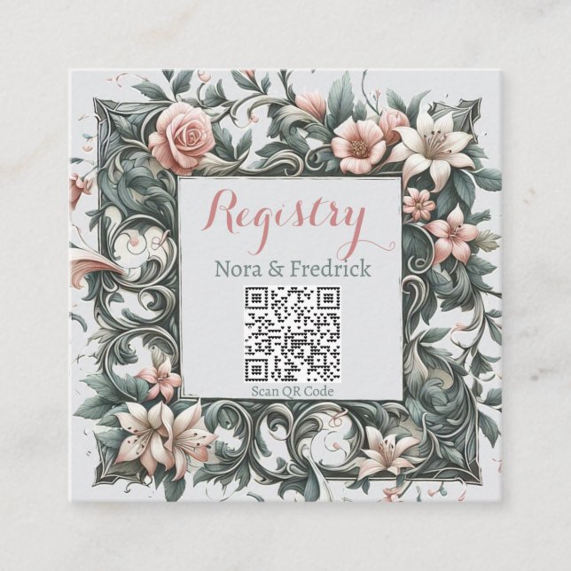 Tarjeta De Recepción Inserción de vino floral sórdida (Anverso)