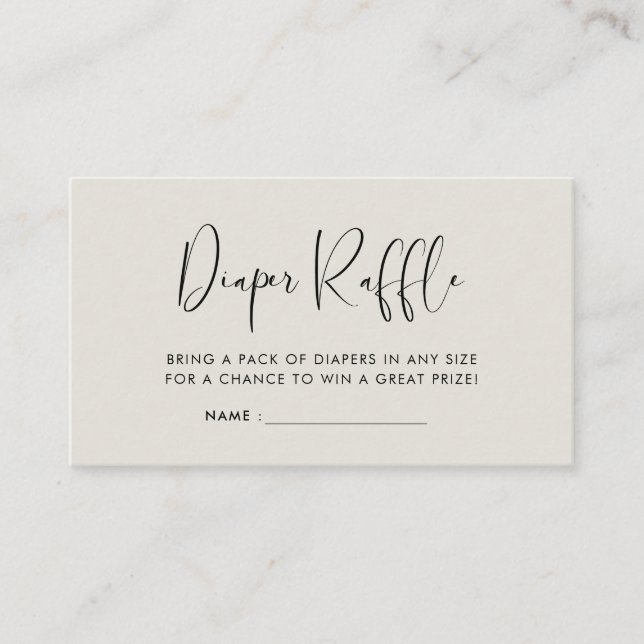 Tarjeta De Recepción Inserción elegante y moderna de rifa de pañales pa (Anverso)