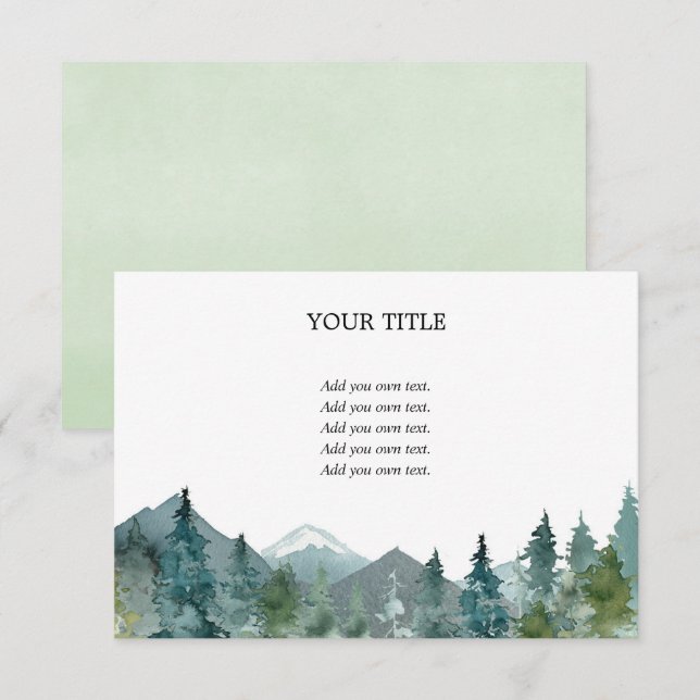 Tarjeta De Recepción Inserción en blanco de acuarela del bosque de mont (Anverso / Reverso)