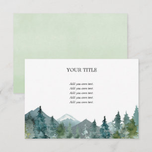 Tarjeta De Recepción Inserción en blanco de acuarela del bosque de mont