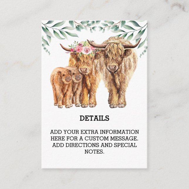 Tarjeta De Recepción Inserción gemela de detalles del eucalipto de vaca (Anverso)