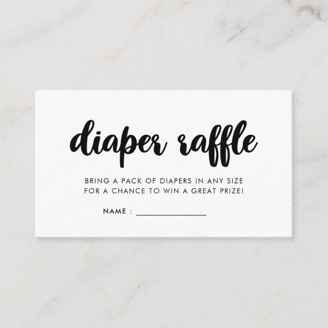 Tarjeta De Recepción Inserción moderna de rifa de pañales para la ducha (Anverso)