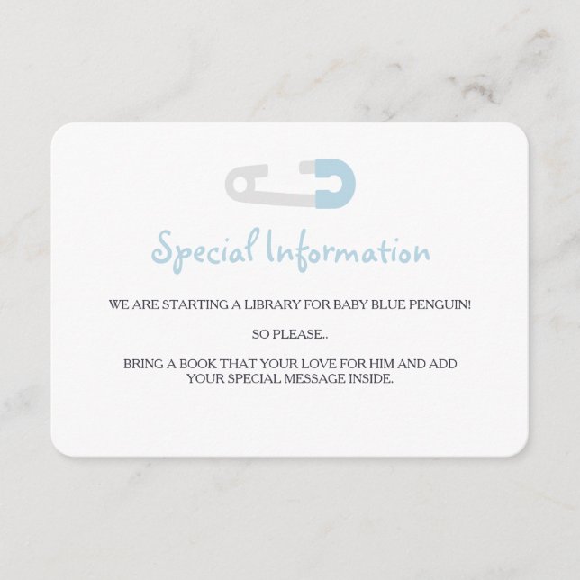 Tarjeta De Recepción Inserciones de información sobre pingüinos azules  (Anverso)