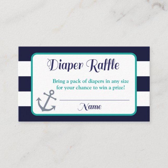 Tarjeta De Recepción Inserciones de Raffle de pañales náuticos | Ancla (Anverso)