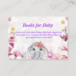 Tarjeta De Recepción Insert Card Books for Baby Elephant Floral.