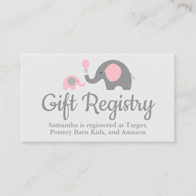 Tarjeta De Recepción Insertan un registro de elefantes de Baby Shower e (Anverso)
