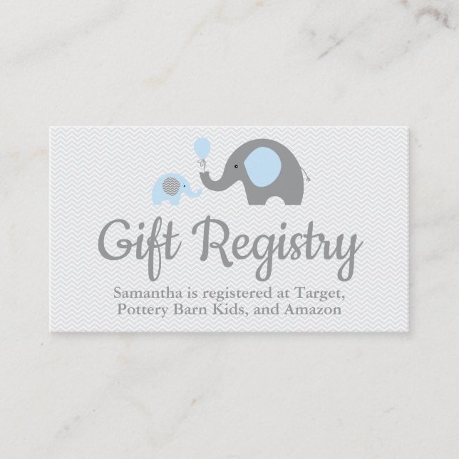 Tarjeta De Recepción Insertan un registro de elefantes de Baby Shower e (Anverso)