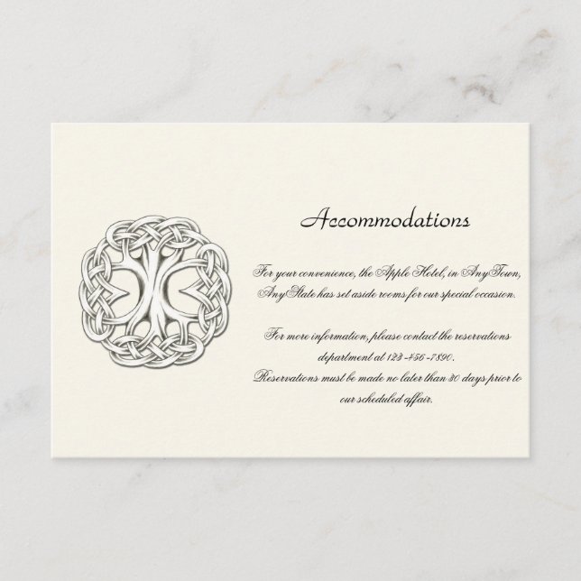 Tarjeta De Recepción Insertar Boda de árbol celta de vida (Anverso)