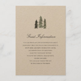 Tarjeta De Recepción Insertar Boda de bosque de pinos