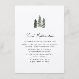 Tarjeta De Recepción Insertar Boda de bosque de pinos