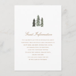 Tarjeta De Recepción Insertar Boda de bosque de pinos