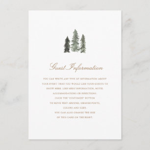 Tarjeta De Recepción Insertar Boda de bosque de pinos