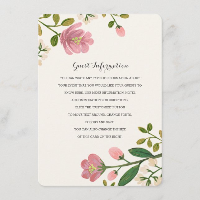 Tarjeta De Recepción Insertar Boda de Bouquet de Rubor (Anverso)