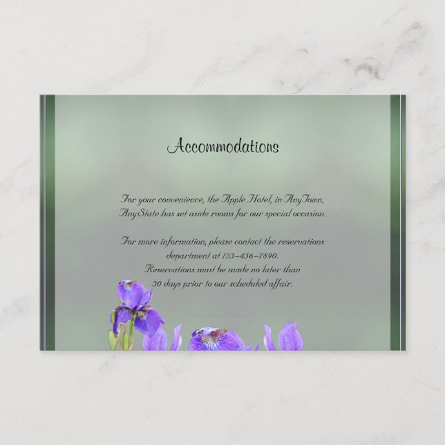 Tarjeta De Recepción Insertar Boda de iris púrpura (Anverso)