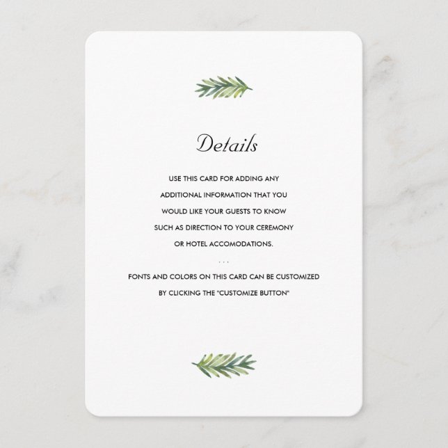 Tarjeta De Recepción Insertar Boda de Kauai (Anverso)