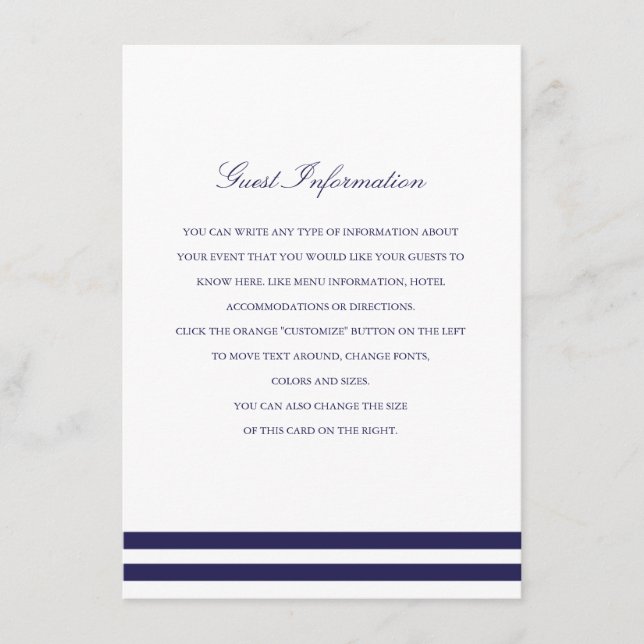 Tarjeta De Recepción Insertar Boda de la Marina Náutica (Anverso)