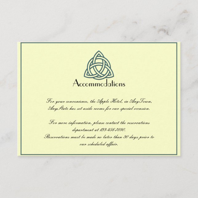 Tarjeta De Recepción Insertar Boda de nudo celta verde azulado (Anverso)