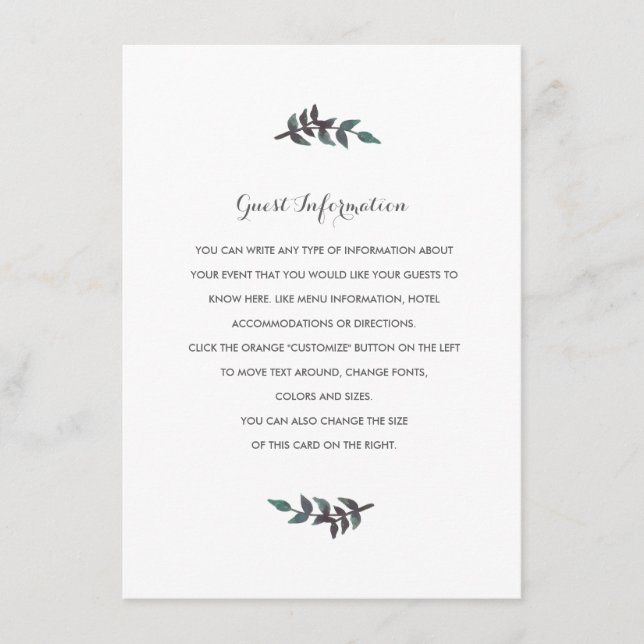 Tarjeta De Recepción Insertar Boda de peonés (Anverso)