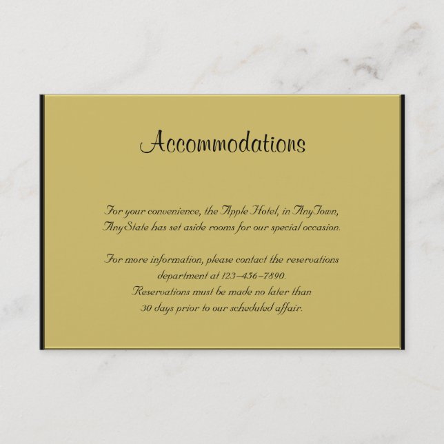 Tarjeta De Recepción Insertar Boda de piano negro y dorado (Anverso)