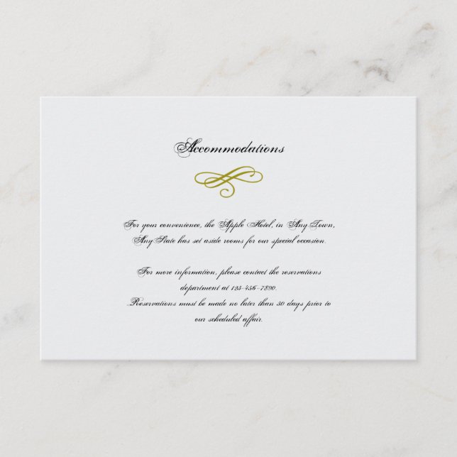 Tarjeta De Recepción Insertar Boda de plumas de marabú dorado y blanco (Anverso)