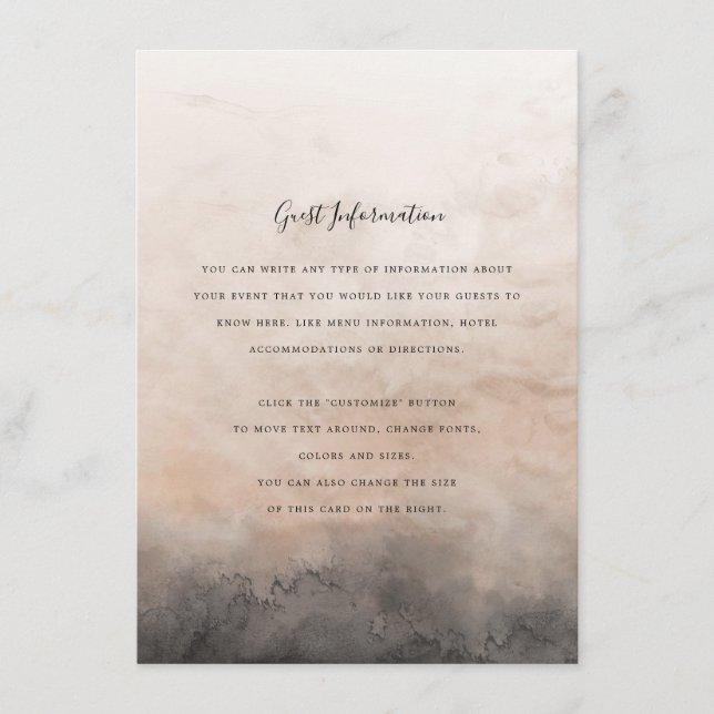 Tarjeta De Recepción Insertar Boda de tinta oscura (Anverso)