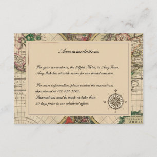 Tarjeta De Recepción Insertar Boda del mapa del viejo mundo antiguo