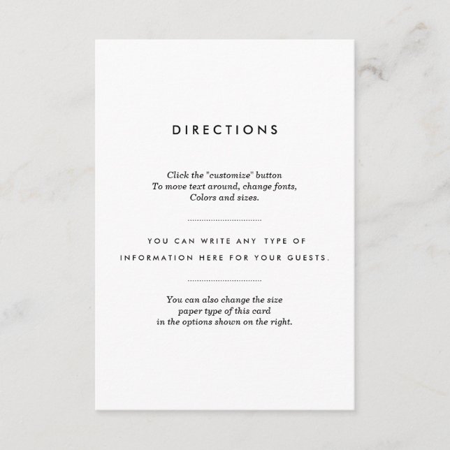 Tarjeta De Recepción Insertar Boda minimalista (Anverso)