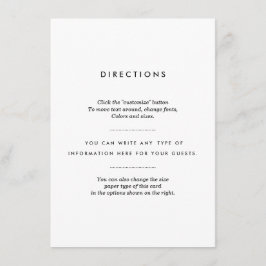 Tarjeta De Recepción Insertar Boda minimalista