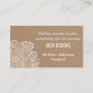 Tarjeta De Recepción Insertar Boda Paisley de papel Kraft ruso