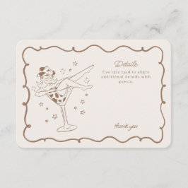 Tarjeta De Recepción Insertar detalles de rodeo de cocteles beige y niñ