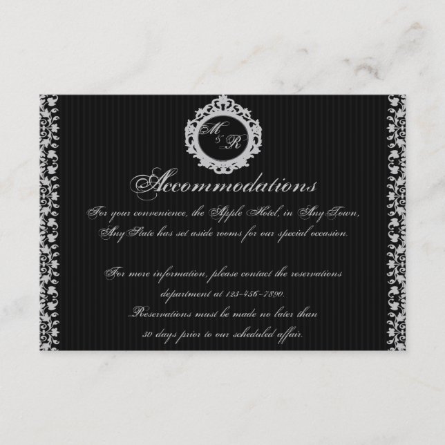 Tarjeta De Recepción Insertar monograma de marco gótico (Anverso)