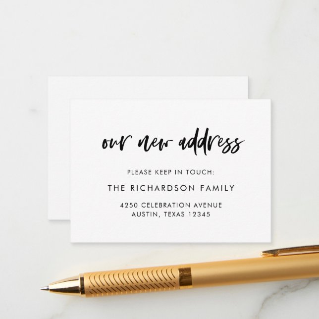 Tarjeta De Recepción Insertar nueva dirección | Guión casual (Anverso/Reverso In Situ)