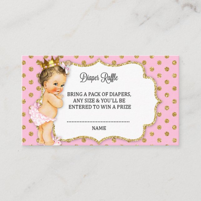 Tarjeta De Recepción Insertar Raffle de pañales rosados y dorados (Anverso)