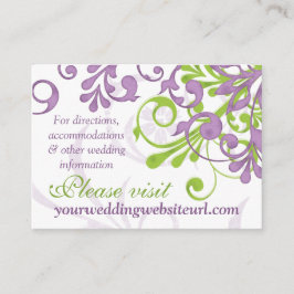 Tarjeta De Recepción Insertar sitio web Boda morado verde blanco