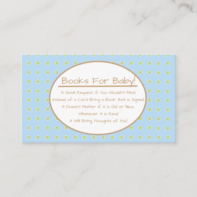 Tarjeta De Recepción Insertar solicitud de libro de Baby Shower Blue Bo (Anverso)