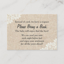 Tarjeta De Recepción Insertar solicitud de libro de Baby Shower Burlap 