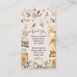 Tarjeta De Recepción Inserto de agradecimiento de animales bebés floral