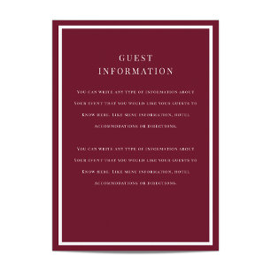 Tarjeta De Recepción Inserto de Boda con Superposición Cepillada