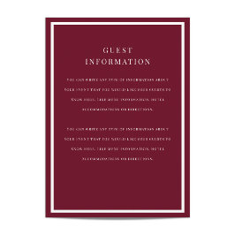 Tarjeta De Recepción Inserto de boda con superposición cepillada