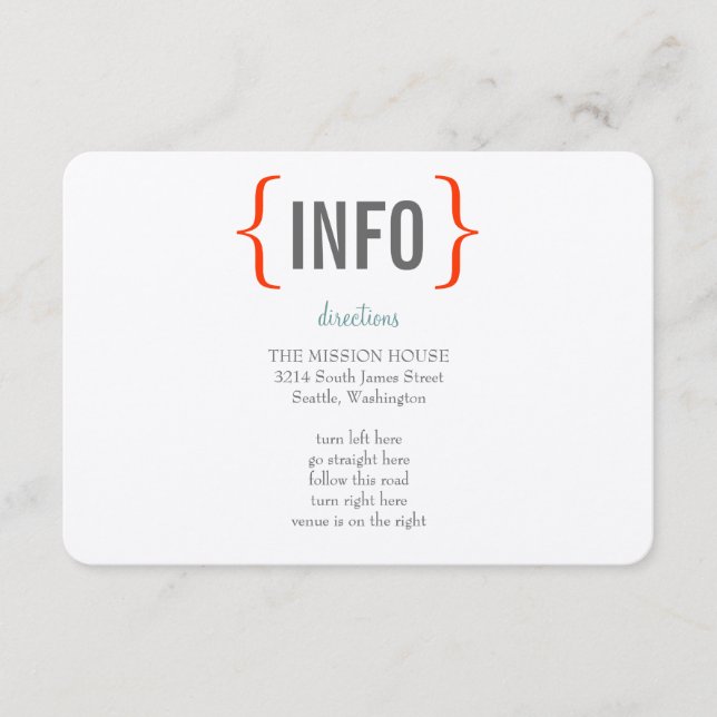 Tarjeta De Recepción Inserto de Boda de Diversión Moderna (Anverso)