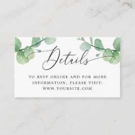Tarjeta De Recepción Inserto de boda de eucalipto | Detalles de follaje