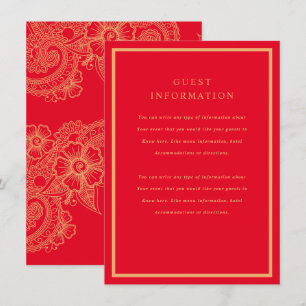 Tarjeta De Recepción Inserto de boda Mehndi