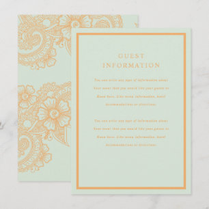 Tarjeta De Recepción Inserto de boda Mehndi