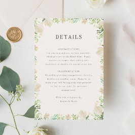Tarjeta De Recepción Inserto de boda rústico con flores en acuarela