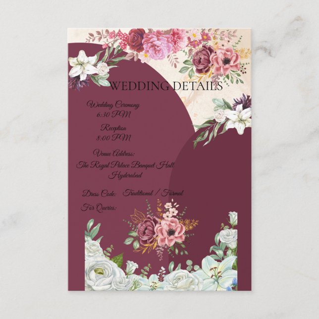 Tarjeta De Recepción Inserto de cerramiento de Borgoña (Anverso)