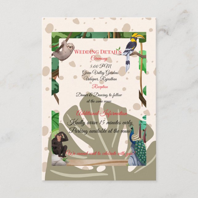 Tarjeta De Recepción | Inserto de Cerramiento de Bosque Rústico (Anverso)